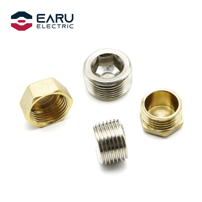 Copper 1/8" 1/4" 3/8" 1/2" 3/4" Male Thread Brass Pipe Hex Head End Cap Plug Fitting Coupler Connector Adapter