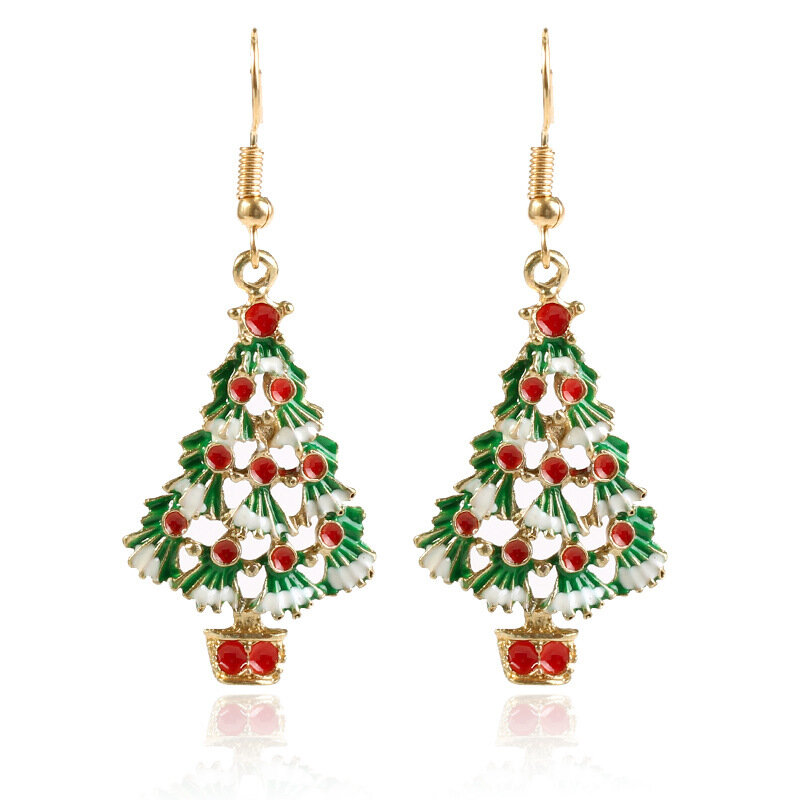 2022 موضة عيد الميلاد أفخم سبيكة سانتا كلوز ثلج الماس ترصيع الأقراط الأذن هوك الأيائل شجرة عيد الميلاد الصغيرة السنة الجديدة هدية