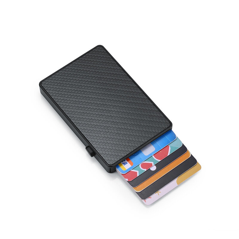 Porta carte di credito RFID automatico di moda portafogli per carte di credito in alluminio porta carte di credito per uomo e donna per 6 custodie per biglietti da visita