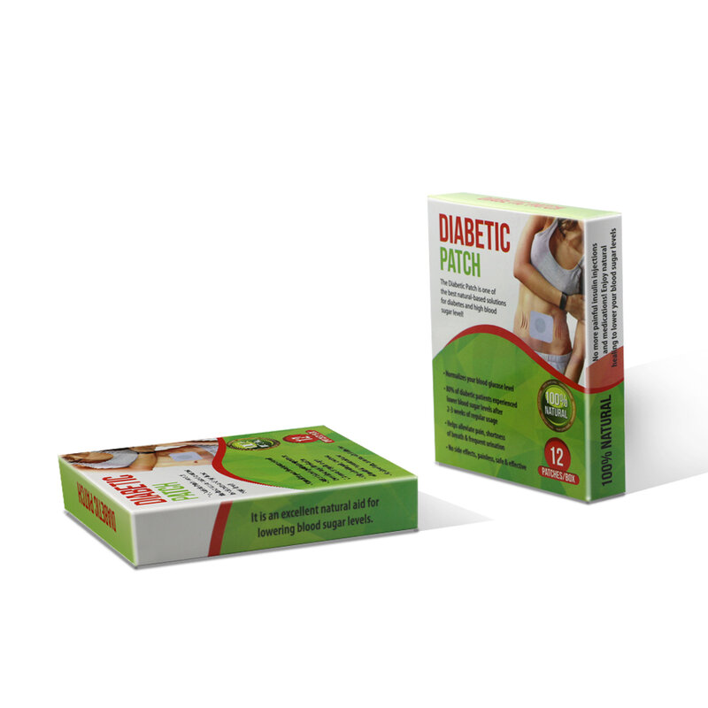 Adesivo para diabetes 2 caixas = 12 sacos (24 peças), cura natural de ervas para redução da glicose no sangue, tratamento de equilíbrio de açúcar para diabetes, emplastro médico