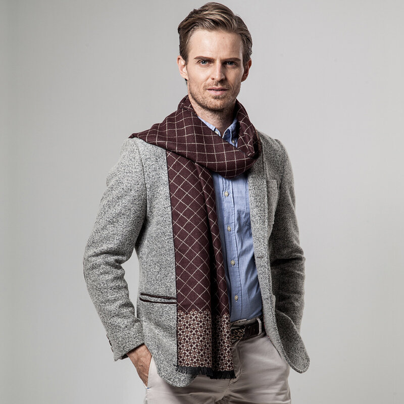 Осень/Зима 2021 мужской шарф кашемировый деловой шарф Классический Клетчатый Повседневный плотный шарф