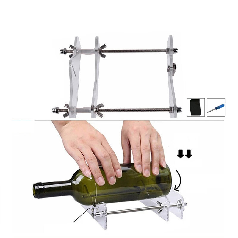 Mesin Pemotong Botol Bir Anggur DIY Pemotong Botol Profesional Alat Pemotong Kaca DIY Botol Sampanye dan Kit Alat Pemotong Toples