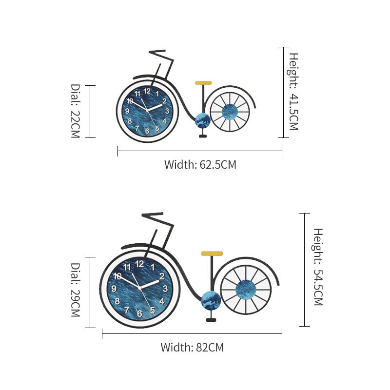 MEISD Blue Bike Designer Wall Clock Sticker Creative Watch Quartz Silent Kitchen Room Horloge Home Decor Art Free Shipping