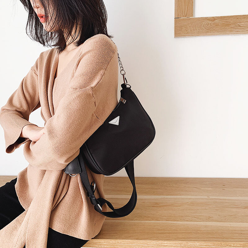 Bolso bandolera para mujer, bolso de diseño con mini bolsillo exterior de estilo informal