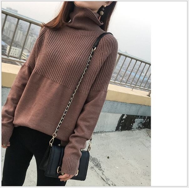 Obrix Spring Autumn Female Sweater Light Full Sleeve Turtleneck Casual Style Streetwear Pullover For Women