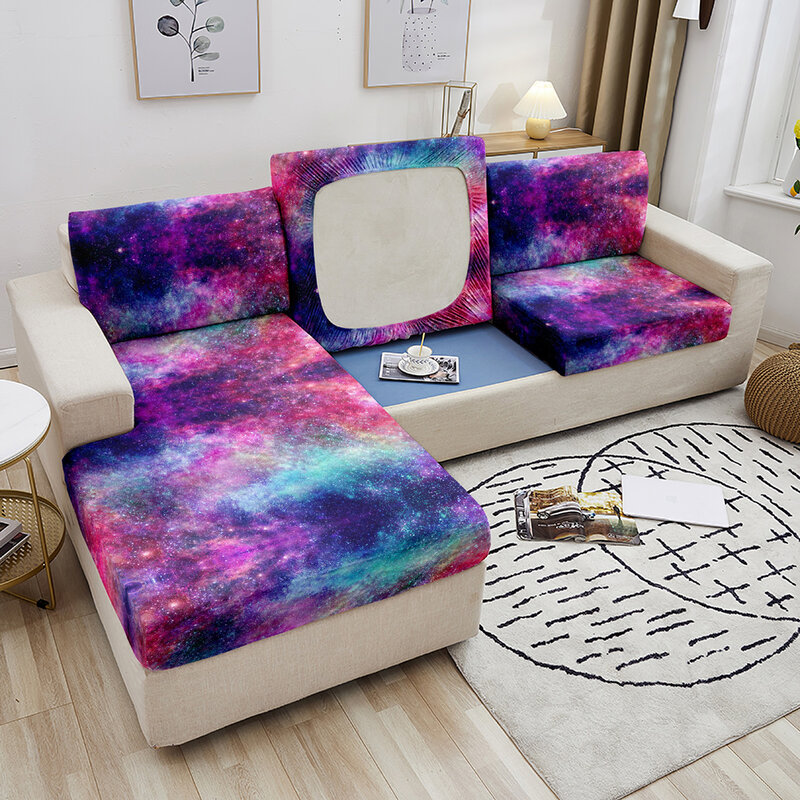 Galaxy Printed Sofa Seat Cover Starry Sky Elastic Sofa Seat Cushion Cover for Pet Kids Stretch Washable Removable Sofa Slipcover