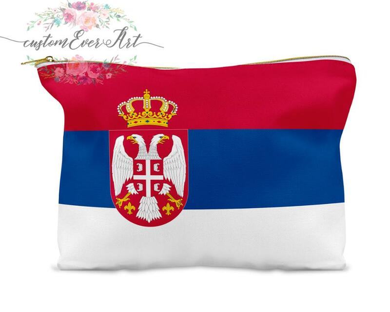 صربيا-حقيبة مكياج شخصية ، حقيبة مستحضرات تجميل صغيرة ، حقيبة أدوات الزينة ، حقيبة بسحاب ، هدية وصيفه الشرف