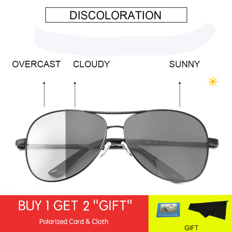 Acadejoy óculos de sol masculino polarizado, óculos de sol fotocrômico, polarizado, visão noturna, uv 400