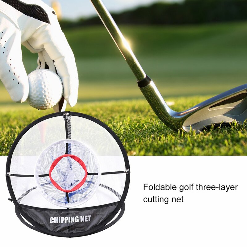 Red de corte plegable de tres capas para Golf, Red de práctica portátil con memoria plegable de Metal