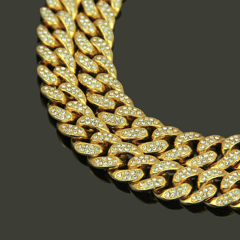 Hip hop conjuntos de jóias para unissex iced out diamante relógio para mulheres moda masculina relógios de quartzo relógio de ouro masculino pulseira colar