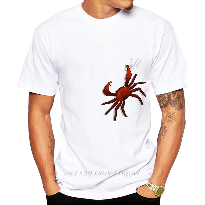 Camiseta con estampado divertido de cangrejo para hombre, camisetas Hipster de Fitness a la moda, ropa de marca de verano, novedad de 2020