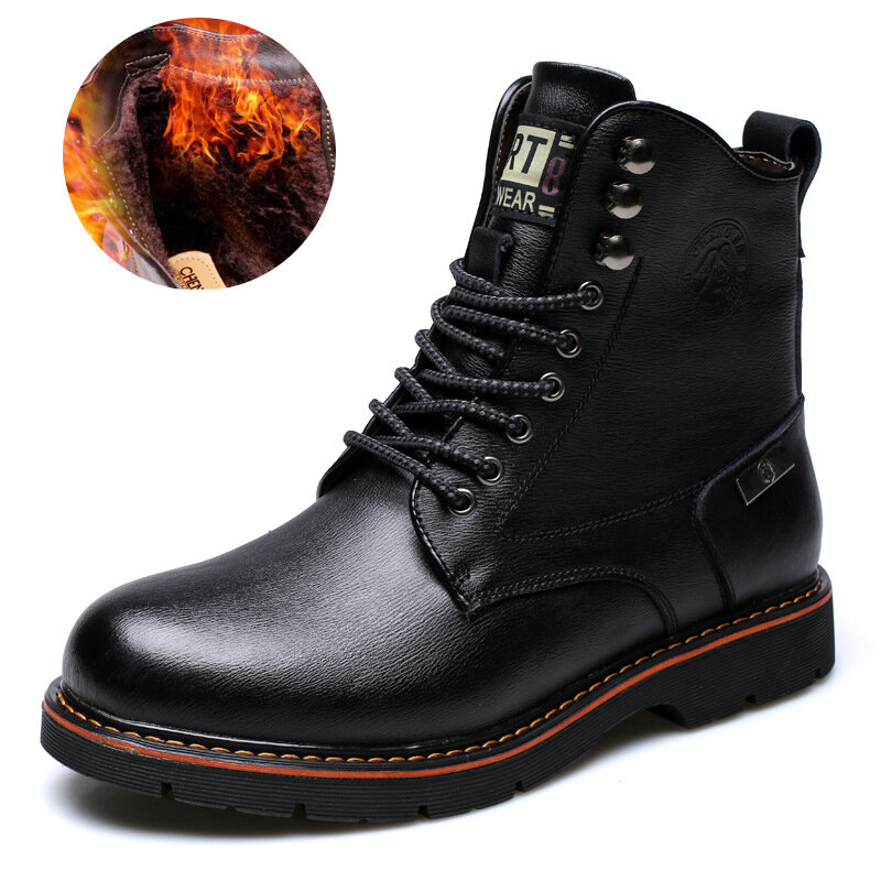 Sapatos masculinos botas de tornozelo 2021 inverno sapatos de couro genuíno para homens de pele grossa quente chelsea sapatos feitos à mão à prova dwaterproof água botas de caminhada