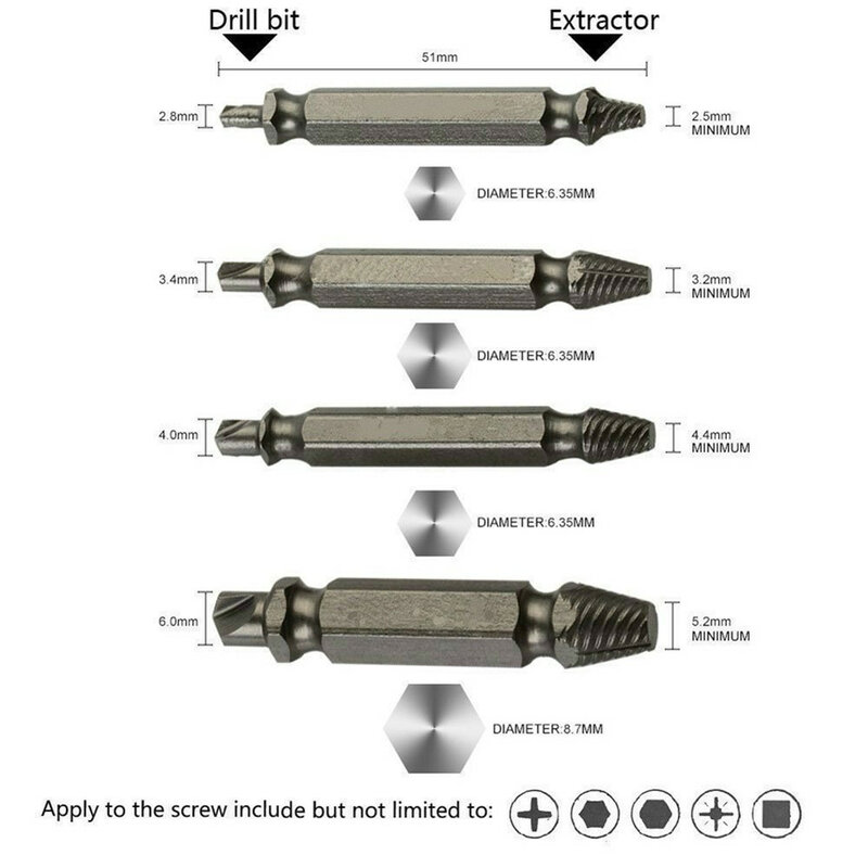 4 stücke Beschädigt Schraube Extractor Drill Bit Set Einfach Nehmen Sie Gebrochene Schraube, bolzen Entferner Stripped Schrauben Extractor Abriss Werkzeuge