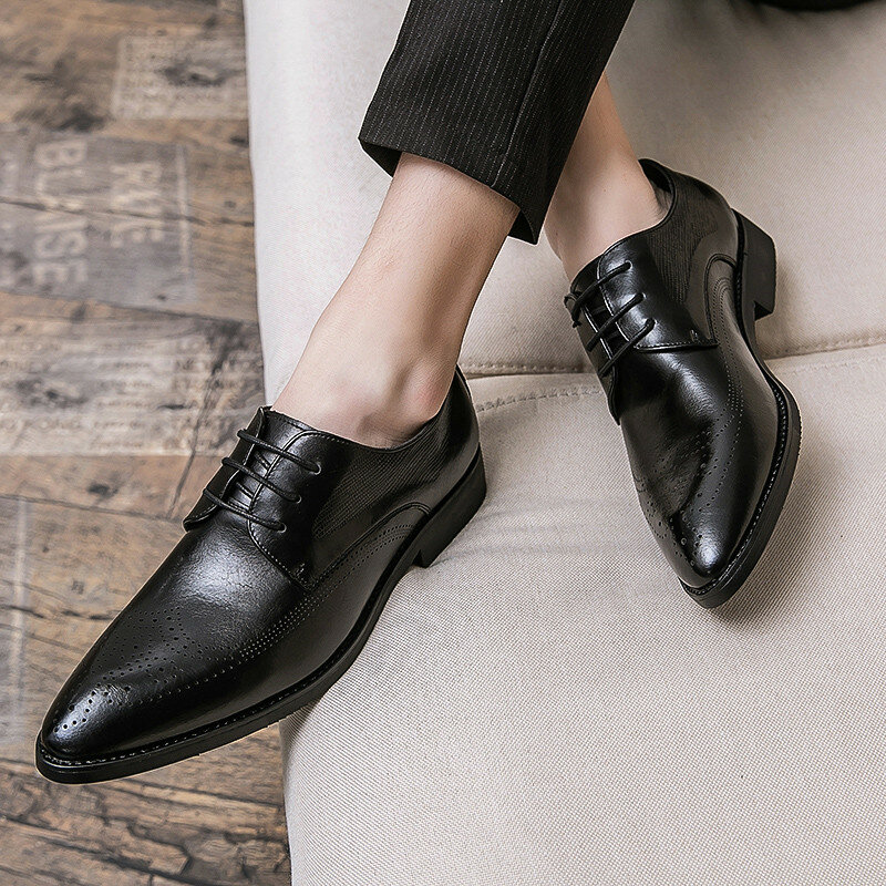 Туфли мужские на плоской подошве, Удобные оксфорды, деловой стиль, повседневная кожаная обувь, 2021