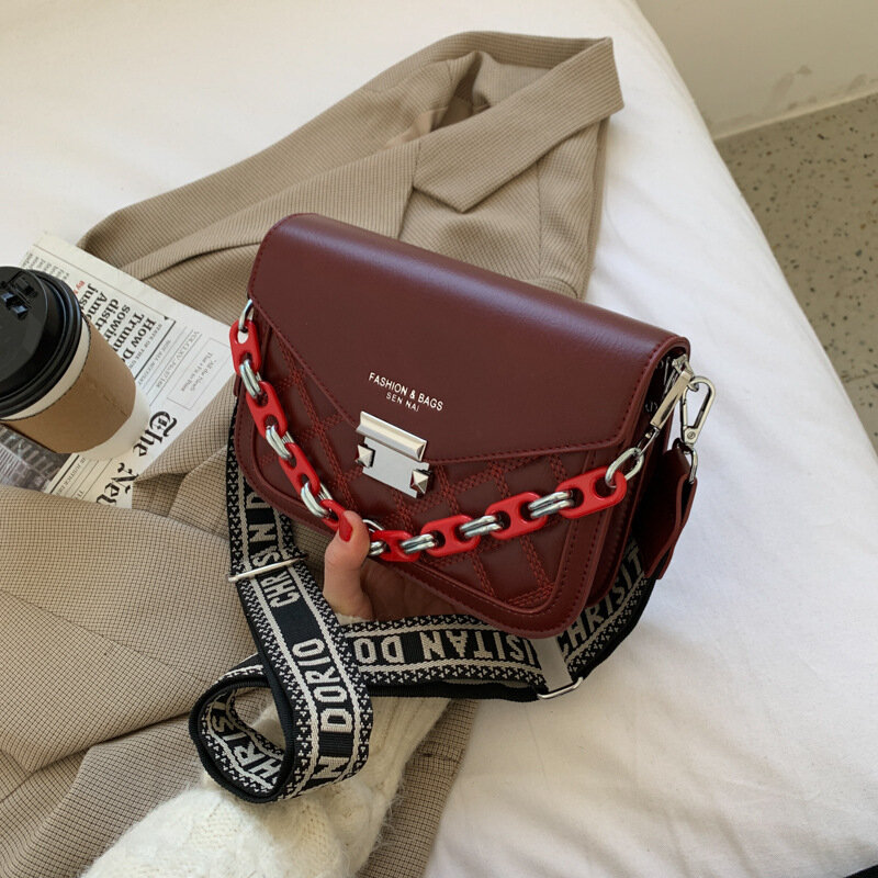 Bolso cruzado de PU con diseño de rombos para mujer, bolsa de hombro con cadena, Estilo Vintage, de lujo, a la moda
