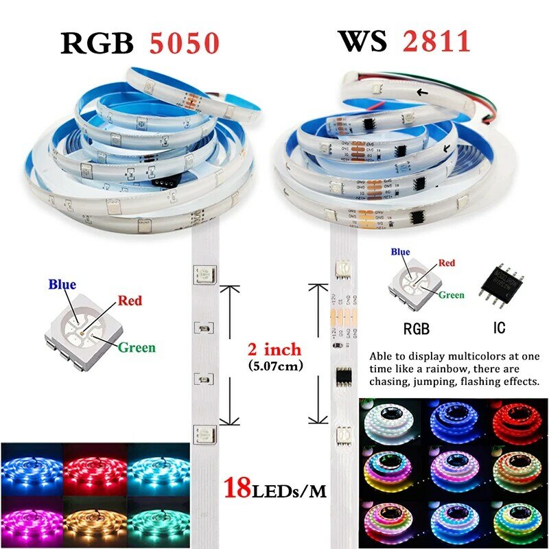 WS2812b 20M LED Strip Light 30M Bluetooth WIFI indirizzabile in modo diretto SMD 5050 RGB impermeabile Diode Tape Thunder Cloud Lights