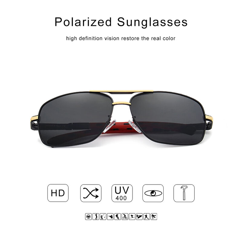 Gxp marca piloto estilo moldura de alumínio óculos de sol hd polarizado uv400 lente espelho masculino óculos de sol feminino para homens
