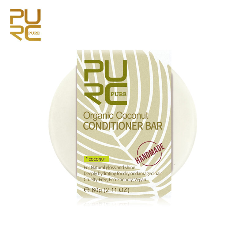 hot PURC Organic Coconut Hair Conditioner Shampoo Bar Soap Natural Restoration Vegan Handmade Repair Damage Frizz Hair Condition