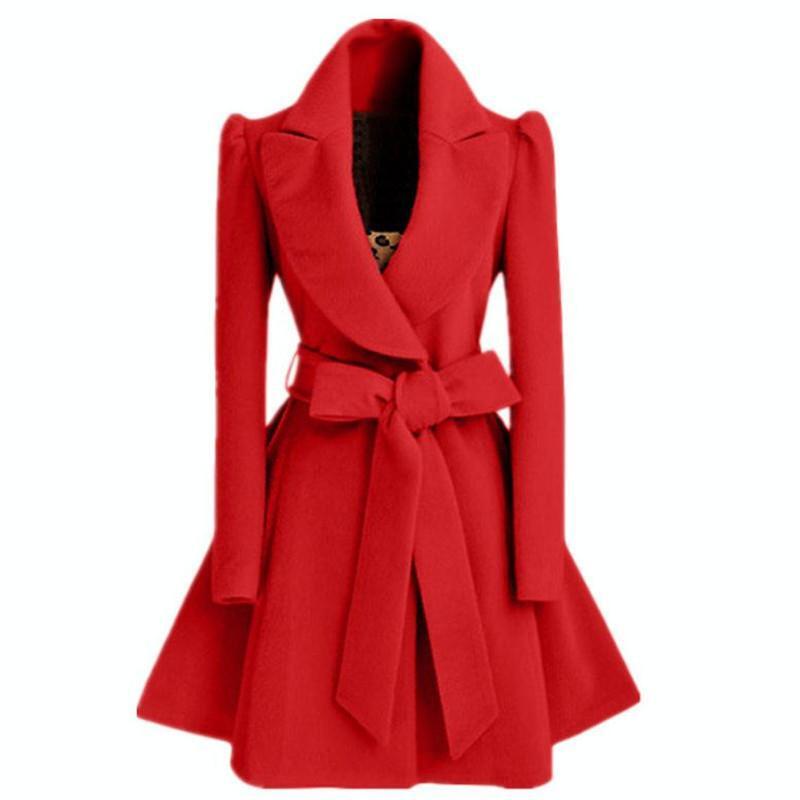 De la mujer Coreana de lana chaqueta abrigo chaqueta abrigos rojo XL Otoño y cazadora de invierno abrigo moda chaqueta de abrigo