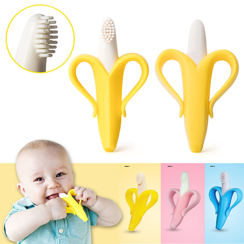 Hohe qualität baby beißring spielzeug obst form banana ring silikon chew dental care zahnbürste pflege perlen baby geschenk