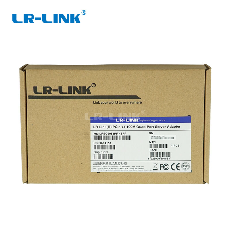 LR-LINK 9054PF-4SFP Intel I350 BasedPCIe 100FX x4 Quad Porta SFP In Fibra di Ethernet Adattatore di Rete (4 x SFP)