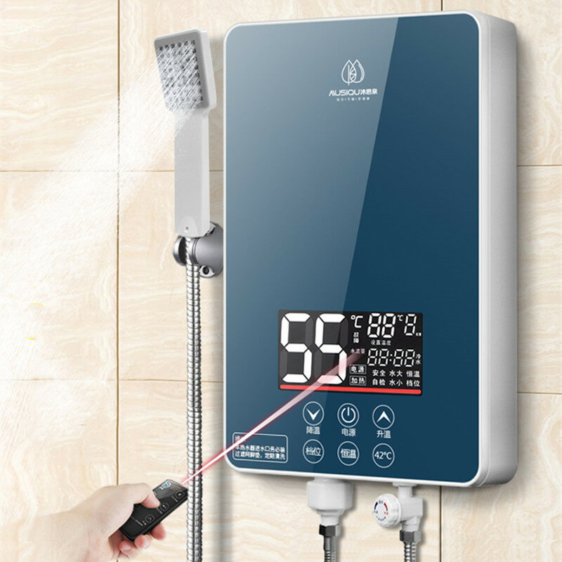 Aquecedores de água elétricos aquecimento instantâneo 3-segundo chuveiro quente para uso doméstico um-botão configuração de temperatura de inicialização aquecedor de água quente