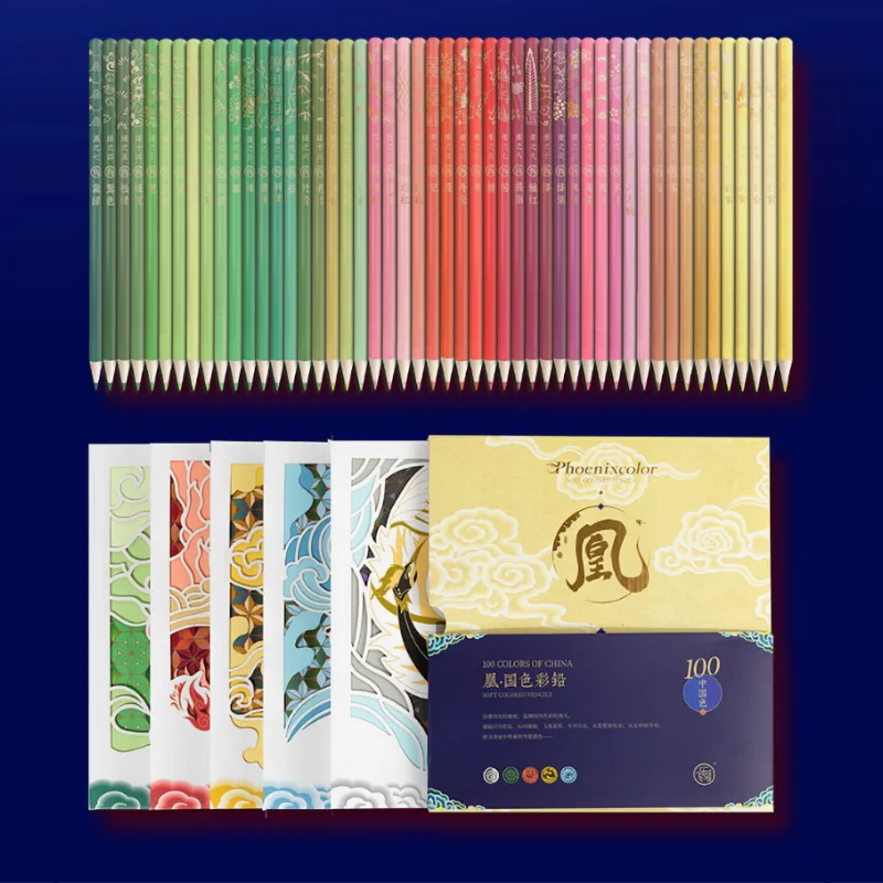 Profissional 100 estilo chinês fad tradicional óleo cor lápis esboço desenho conjunto phoenix coloração lápis colorido arte suprimentos