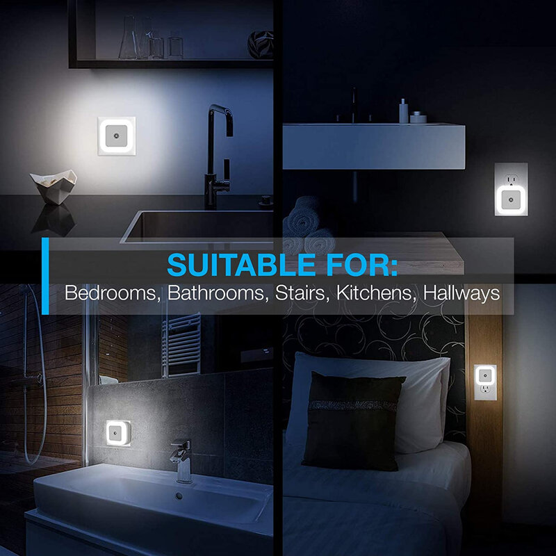 Miniluz nocturna LED con Sensor de Control para niños, lámpara de luz nocturna con enchufe europeo, británico y estadounidense, 110V, 220V, para dormitorio y baño