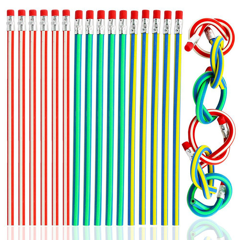 Children Colorful Flexible Bendy Soft Pencil Flexible Pen With Eraser Christmas Birthday Gift Easy To Roll Cut Folding Pencil