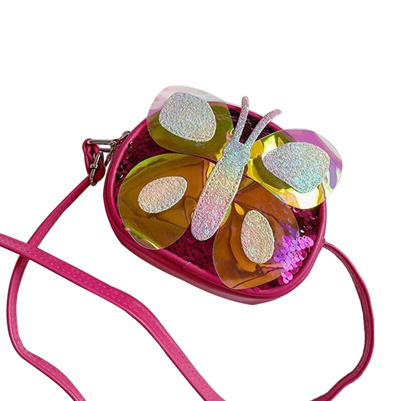 Nette Kinder Mädchen 3D Schmetterling Umhängetasche Tragbare Kinder Mädchen Zipper Schulter Tasche Licht Gewichteten Tragen-Taschen