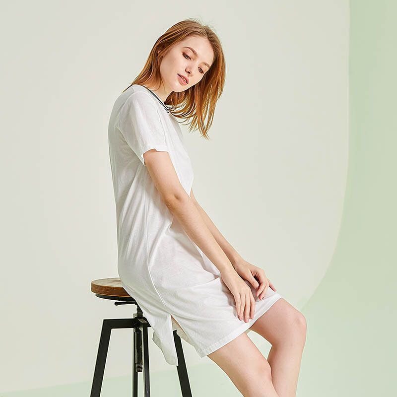 2021夏の綿の寝間着女性の薄型ロングアイスシルク綿のホームパジャマ女性のスカート半袖ファッションホーム服