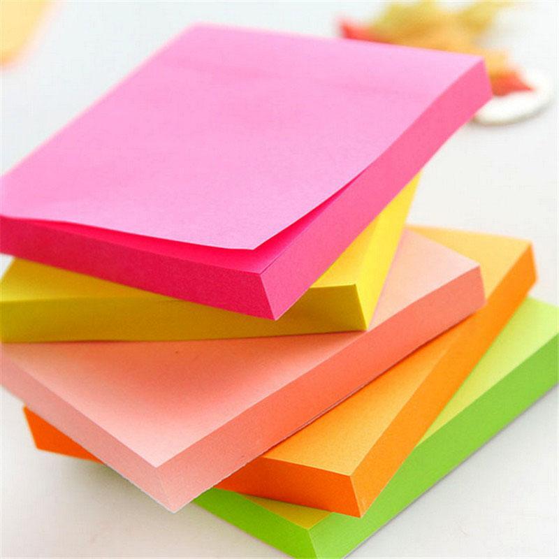 Цветной бумажный блокнот для записей размером 76*76 мм, 100 листов, Стикеры для записей, маркеры, наклейки для записей, офисные и школьные принад...
