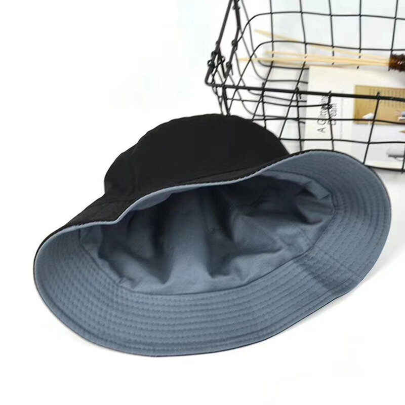 قبعة صياد نسائية قابلة للعكس ، قطن مسطح ، عصري ، لون عادي ، قبعة شمسية ، دلو ، قابل للعكس