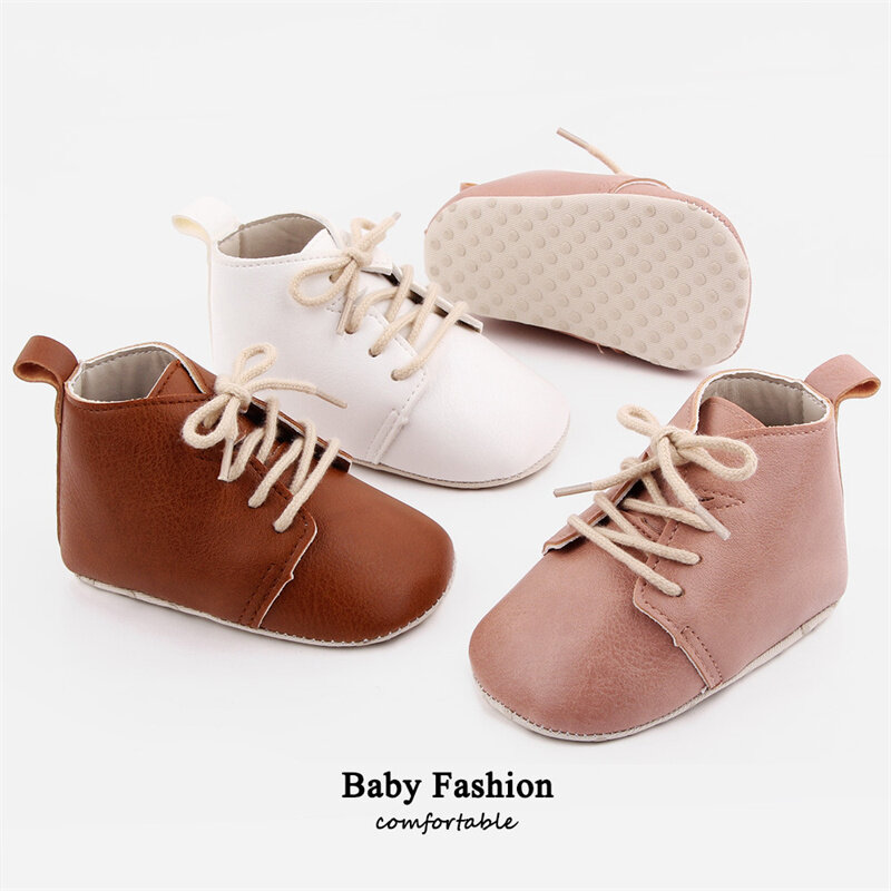 Sepatu Putri Mewah Sepatu Bayi Perempuan Laki-laki Uniseks Kulit PU Antiselip Sepatu Balita Bayi Renda Sepatu Inggris Lembut Modis