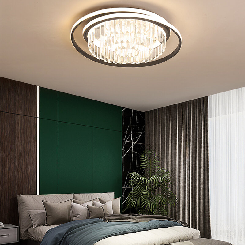 Современные подвесные потолочные светильники, набор хрустальных промышленных ламп для гостиной, черные декоративные светодиодные люстры ...