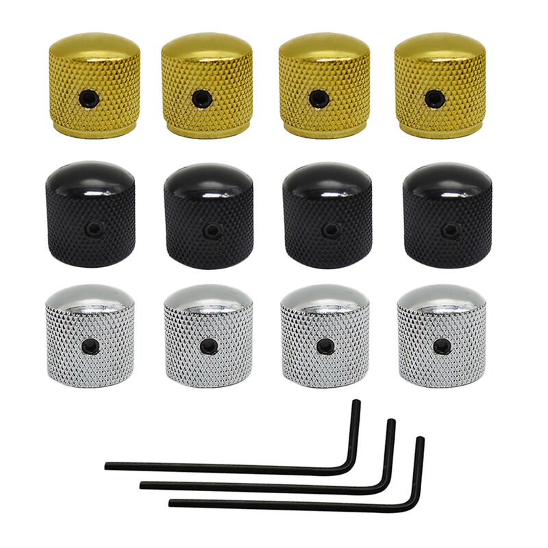 4Pcs Metal Pot Tone Volume Knob Control Button Push with Wrench for Guitar Bass Parts