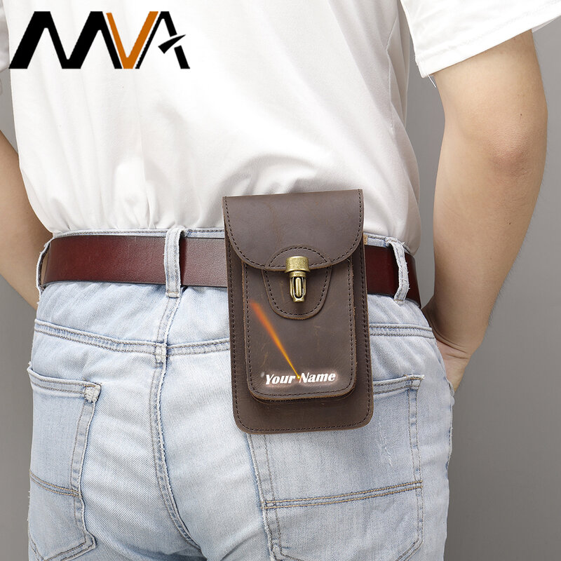 MVA Genuine Leather Phone Case for iPhone 12pro Cellphone Holsters With Belt Loop Pouch Leather Phone Holster Waist Bag Purse