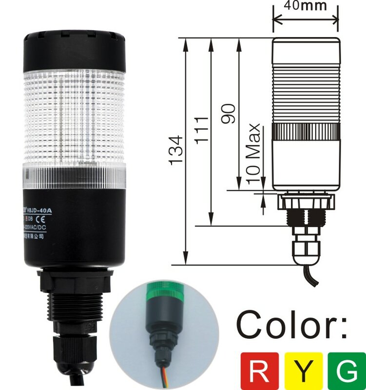 ELEWIND 40 мм RYG трехцветсветильник сигнальная башня с непрерывным зуммером от 24 до 220 В в наличии (стандартная)