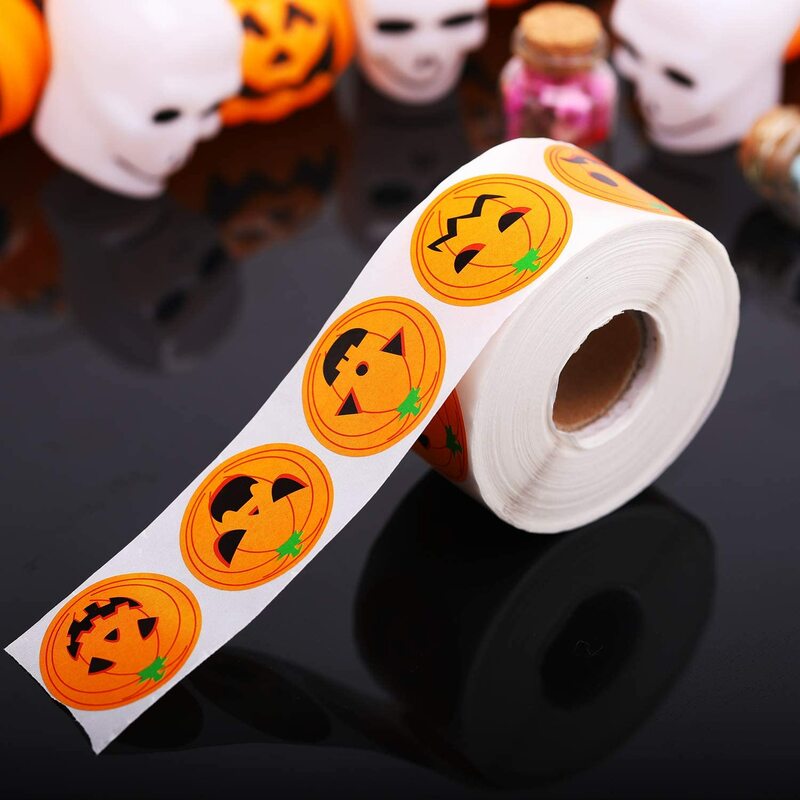 500 Stuks Pompoen Stickers Zelfklevend Papier Sticker Cake Bakken Labels Halloween Sticker Party Gift Bag Doos Envelop Seal Decor