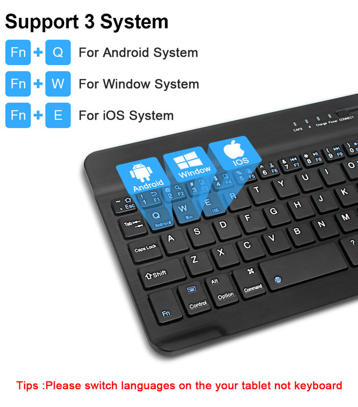 Miniteclado inalámbrico con Bluetooth para ipad, tableta, teléfono, ruso, español, recargable, para Android ios y Windows