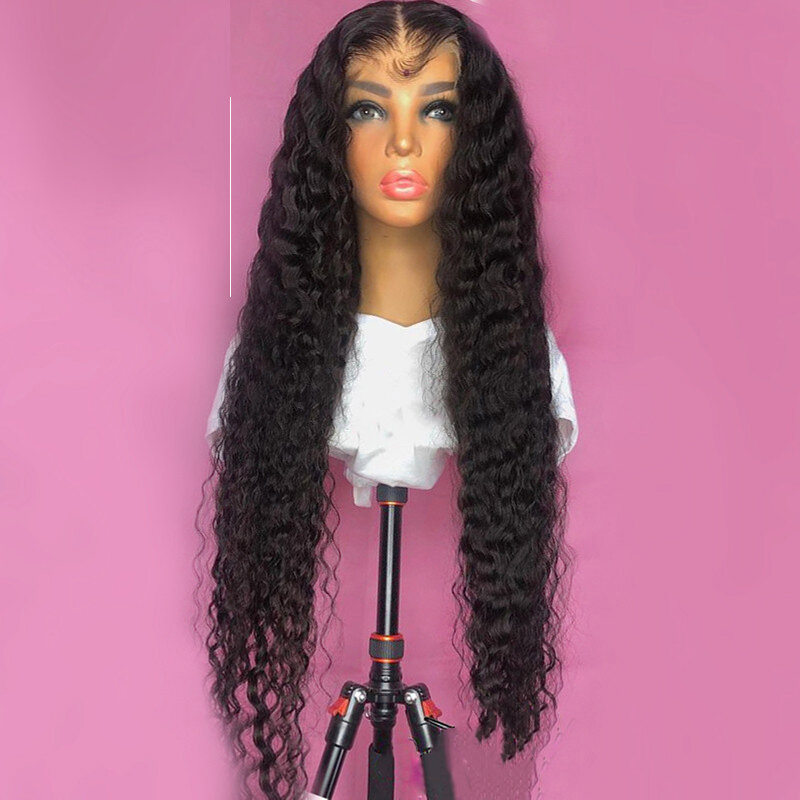180%Density 26Inch Long Kinky Curly Glueless Lace Front Wig For Black Women Preplucked Long Heat Resistant Daily Baby Hair