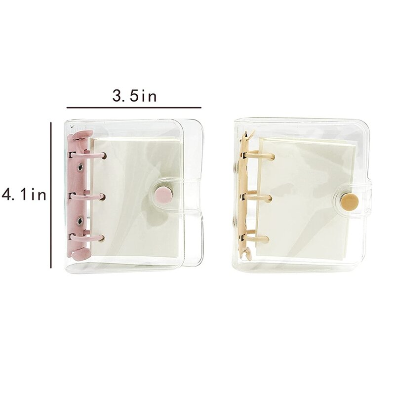 2 pezzi Mini raccoglitore a 3 anelli copertine Notebook trasparente trasparente morbido PVC Notebook copertura rotonda raccoglitore ad anelli