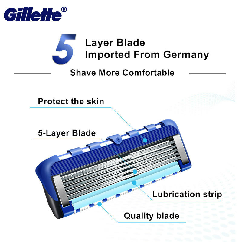 Gillette Fusion PROGLIDE-maquinilla de afeitar profesional para hombre, cartuchos de repuesto para afeitado facial, hoja de afeitar de 5 capas importada de Alemania