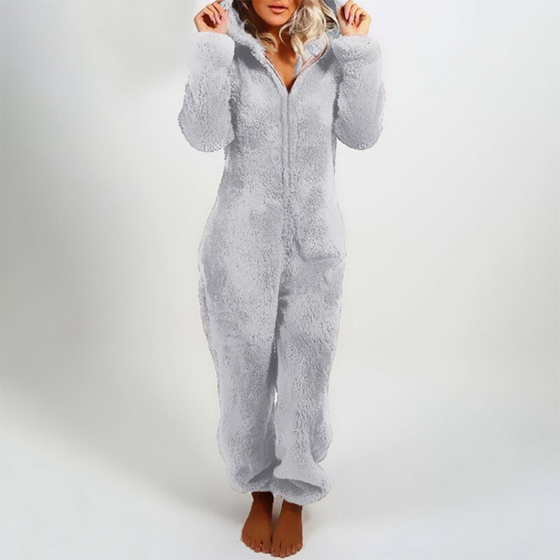2020 Nieuwe Pyjama Nachtjapon Vrouwen Winter Nachtkleding Lange Mouwen Plus Pluche Dikke Pluche Jumpsuit Hooded Homewear Pyjama Gewaden
