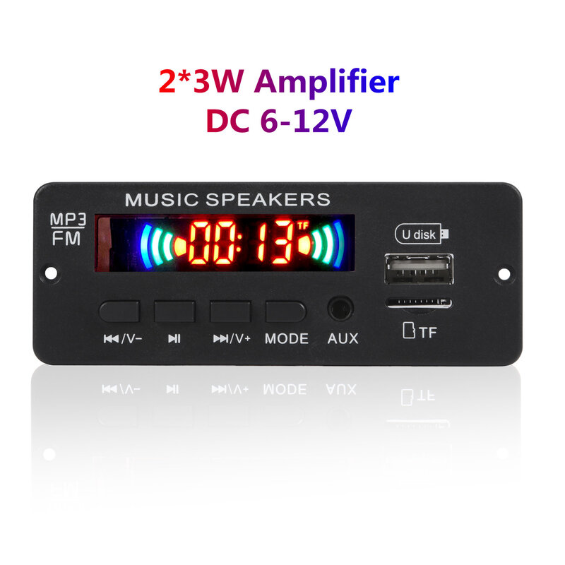 Aruemei 2*25W 50W Papan Dekoder Pemutar MP3 Amplifier 6V-18V Bluetooth 5.0 Modul Radio FM Mobil Mendukung TF USB AUX