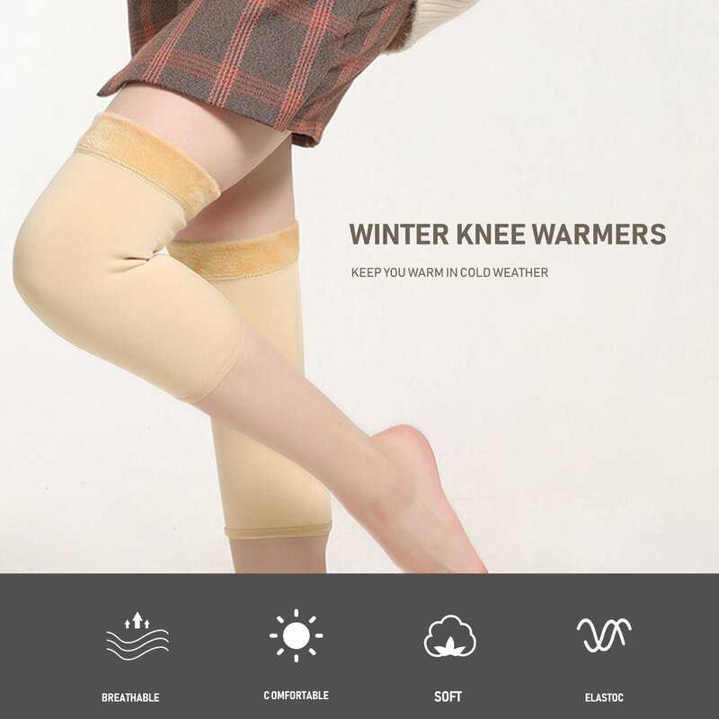 Genouillères thermiques, élastiques, antidérapantes, pour femme, protège-genoux, manchon de Compression, hiver