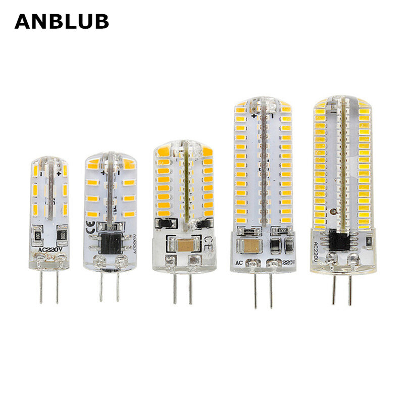 ANBLUB-G4 LED لمبة سيليكون ، 12V/ AC 220V SMD3014 24/32/48/64/104 LEDs استبدال 10W 30W 50W ضوء هالوجين