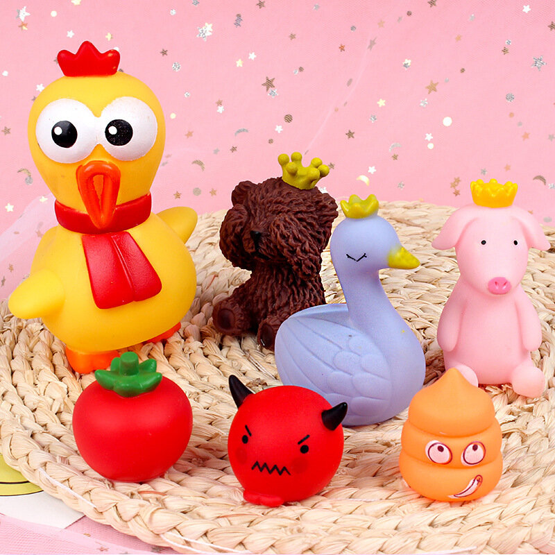 3pc Children's  cute animals, vent decompression toys, cartoon cute screaming screaming chickens, big eyes, whole people toys