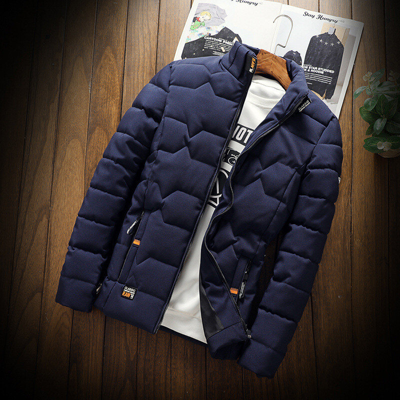 가을 겨울 자켓 남성 두꺼운 따뜻한 코튼 패딩 남성 자켓 슬림 피트 스탠드 칼라 청소년 겨울 자켓 및 코트 남성용