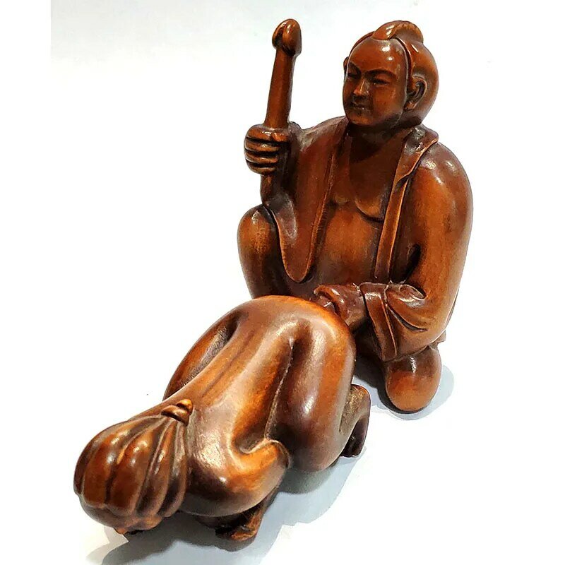 Netsuke: ero-casal oriental, esculpido à mão